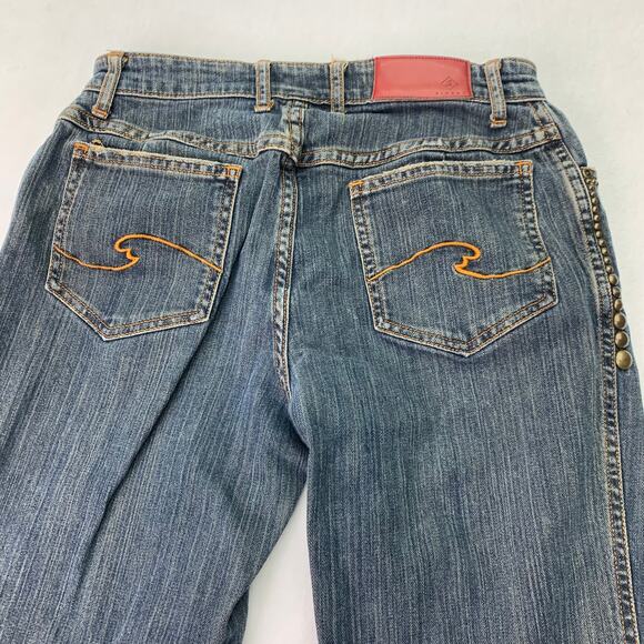 Barbara Lesser Fibers Bootcut Womens Sz 8 Gold Studded Light Wash Denim Jeans - Picture 3 of 10
